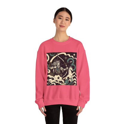 Unisex Heavy Blend™ Crewneck Sweatshirt, Man With Arrow Sagittarius Zodiac Design