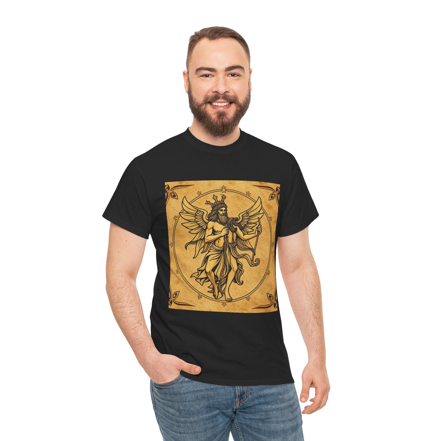 Unisex Heavy Cotton T-Shirt, Pencil Art, Gemini Zodiac Design