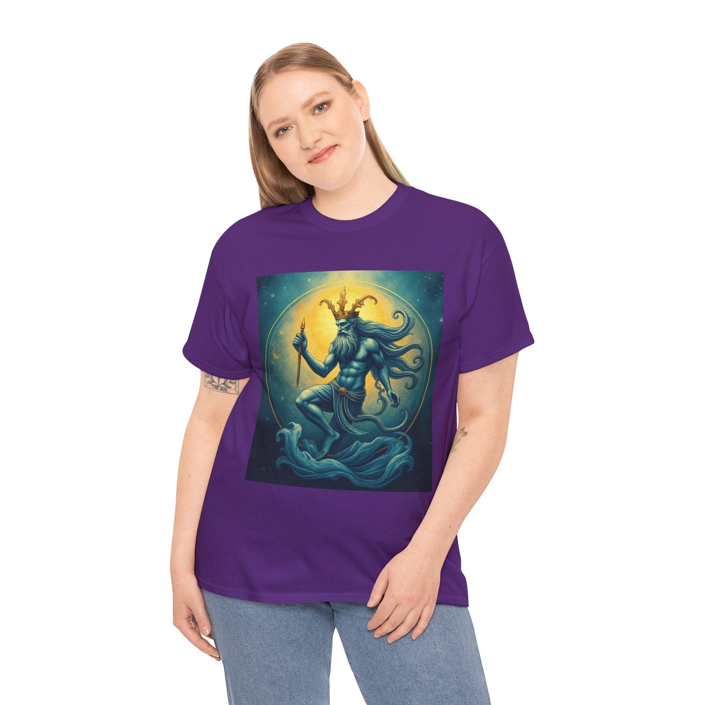 Unisex Heavy Cotton T-Shirt, Aquarius God, Zodiac Design