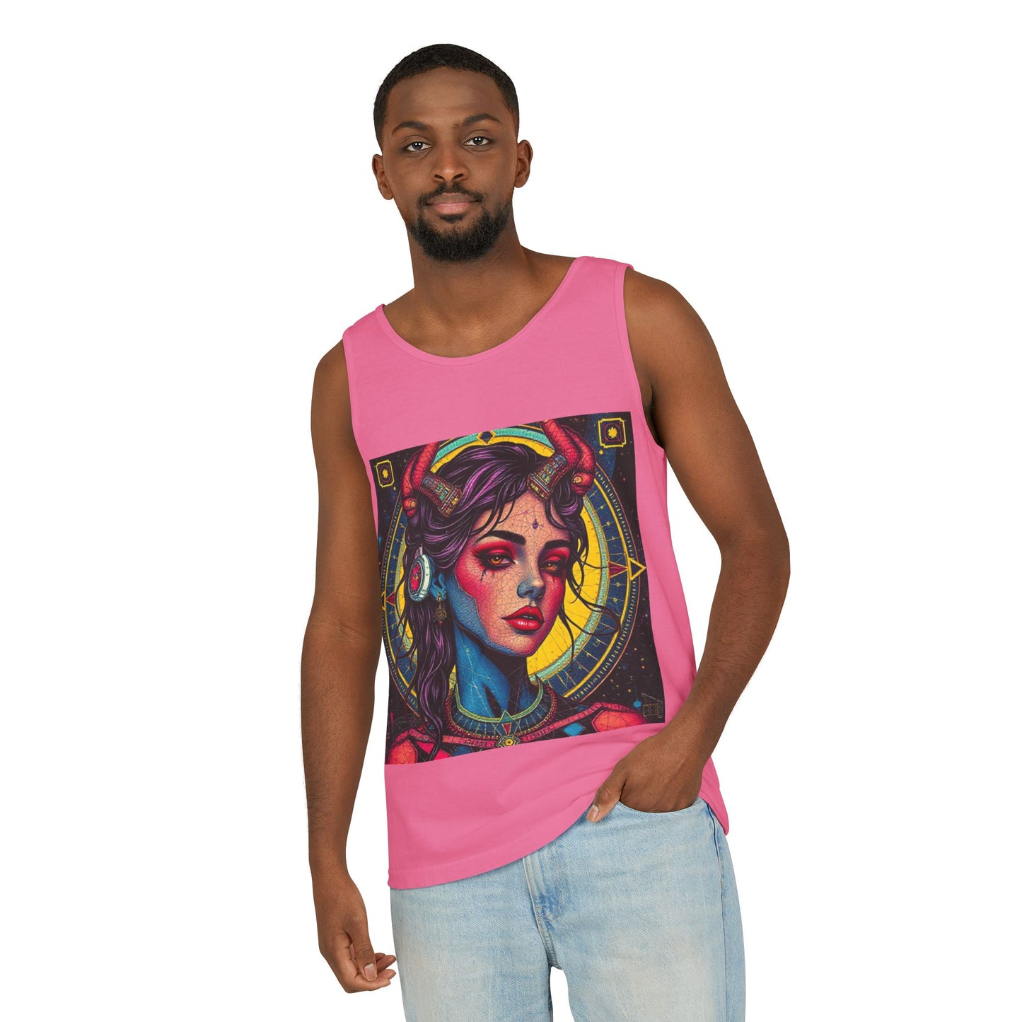 Unisex Garment-Dyed, Tank Top, Scorpio Design, Pop Art, 100% US cotton