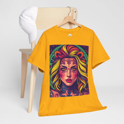Unisex Heavy Cotton T-Shirt, Leo, Zodiac v1, Sexy Art