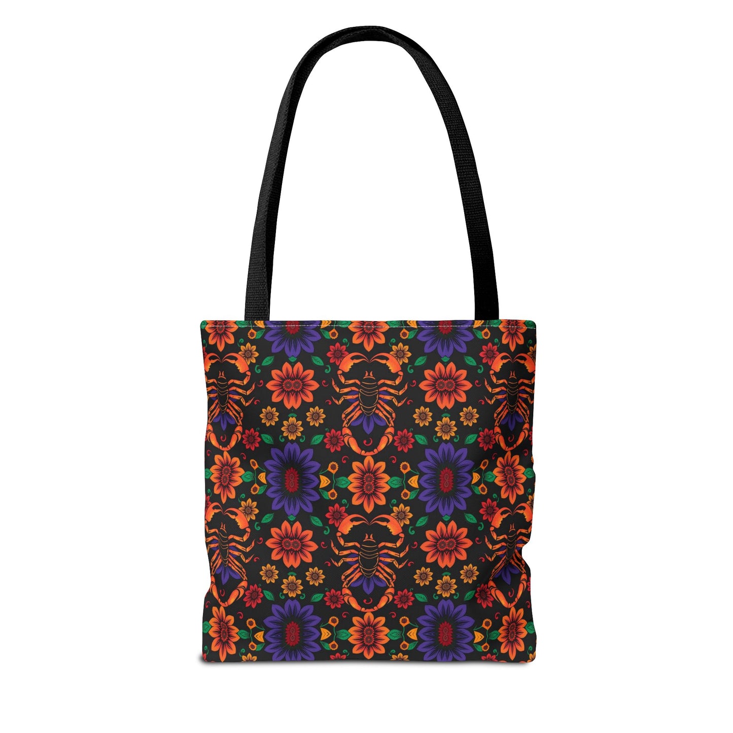 Tote Bag, (AOP), Scorpio, Zodiac v6, Flower Pattern