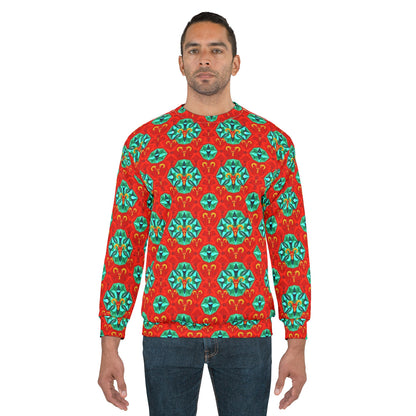 Unisex Sweatshirt (AOP), Aries, Zodiac v1, Jewel Pattern