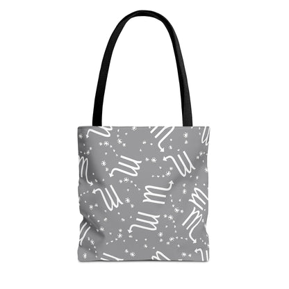 Tote Bag, Scorpio Zodiac Sign, AOP, (Grey, White)