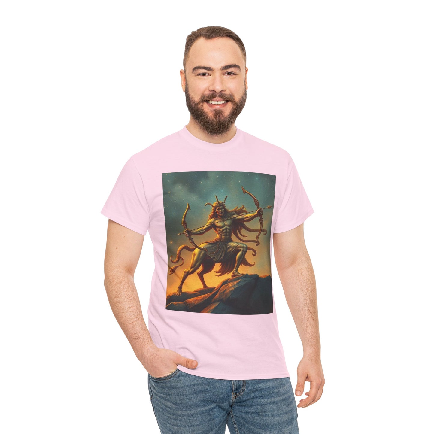 Unisex Heavy Cotton T-Shirt, Arrow Centaur v1, Sagittarius Zodiac Design
