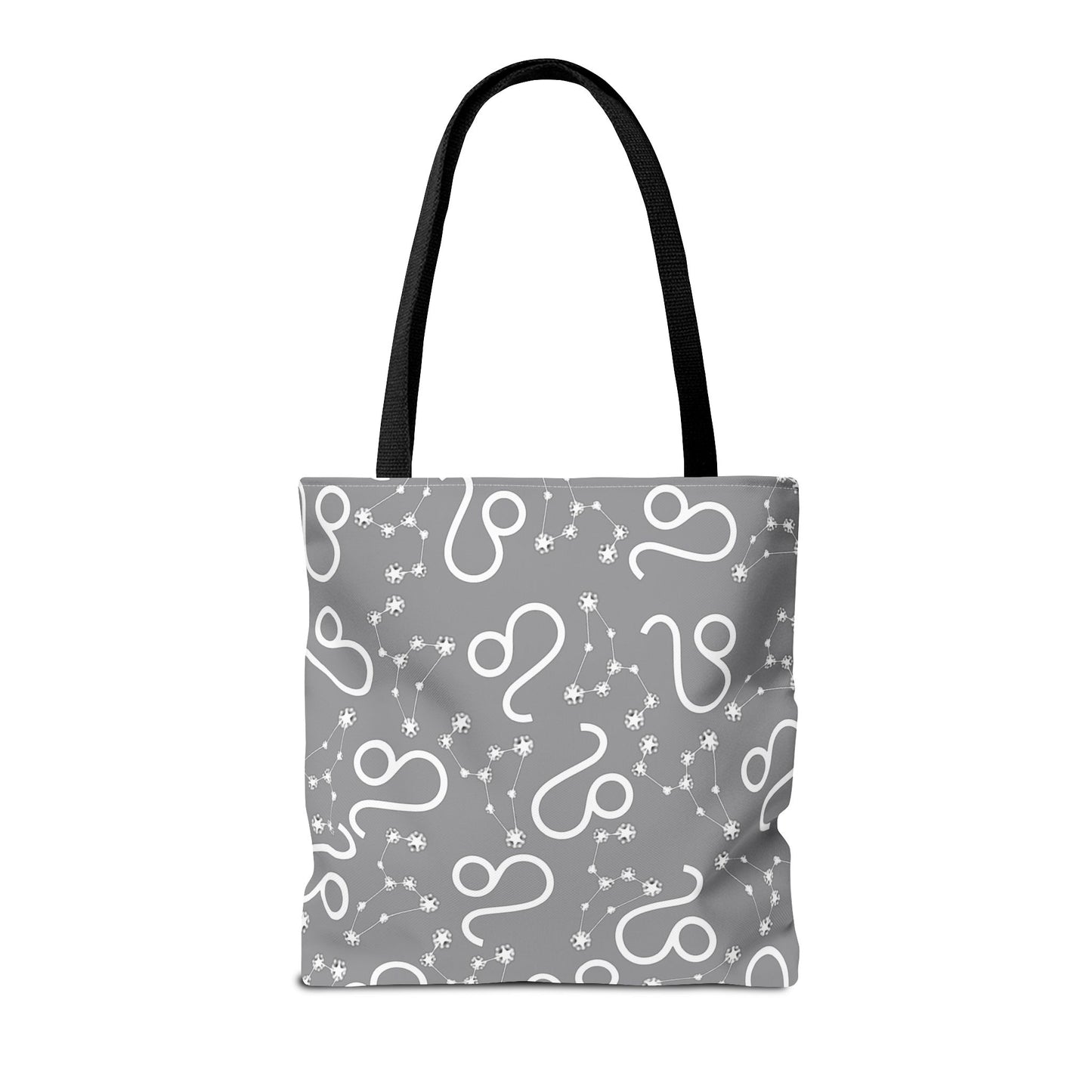 Tote Bag, Leo Zodiac Sign, AOP, (Grey, White)
