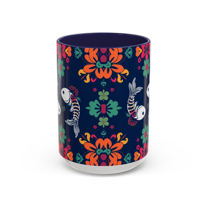 Accent Coffee Mug, Pisces, Zodiac. Flower Pattern, (11, 15oz)
