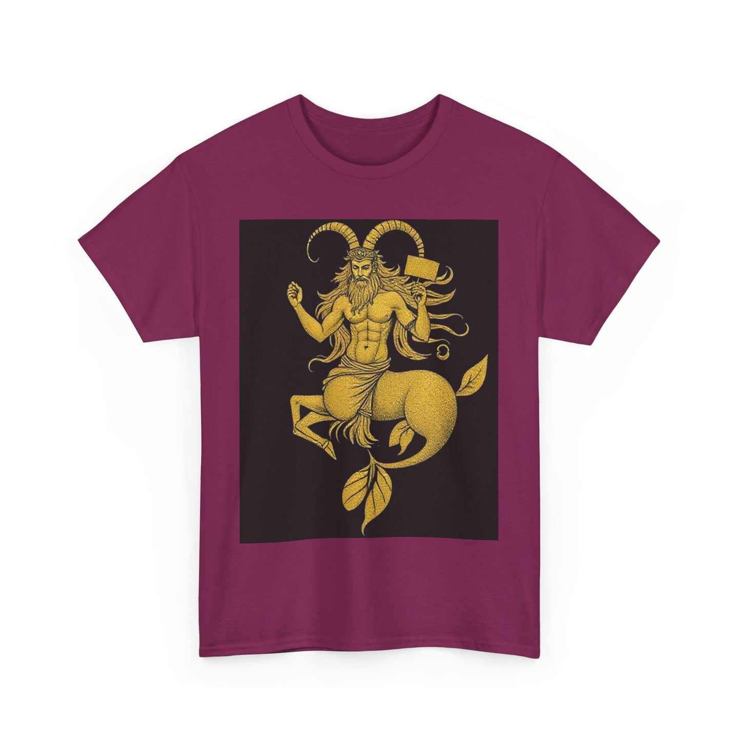 Unisex Heavy Cotton T-Shirt, Capricorn God, Zodiac Design