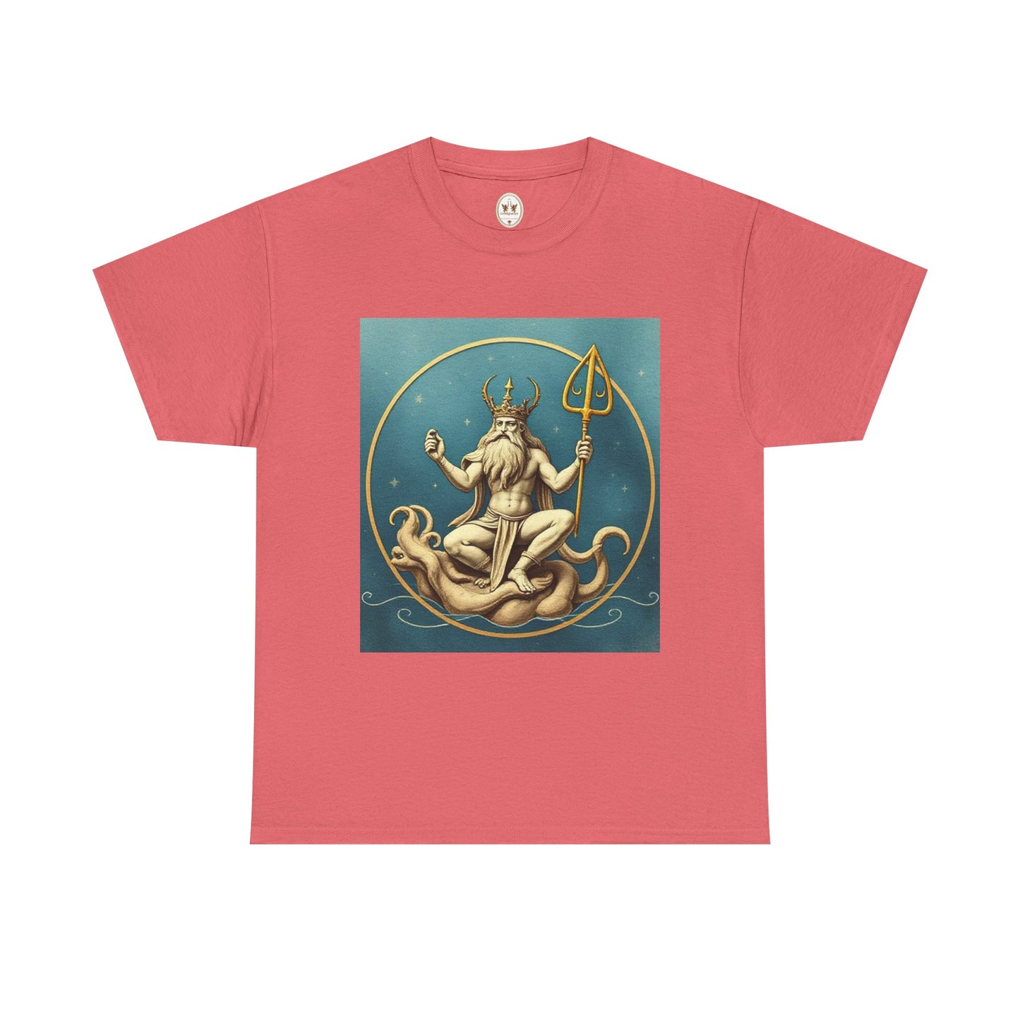 Unisex Heavy Cotton T-Shirt, Aquarius God 2v, Zodiac Design