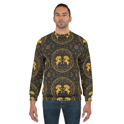 Unisex Sweatshirt, Zodiac Design, Pattern, Gemini, AOP