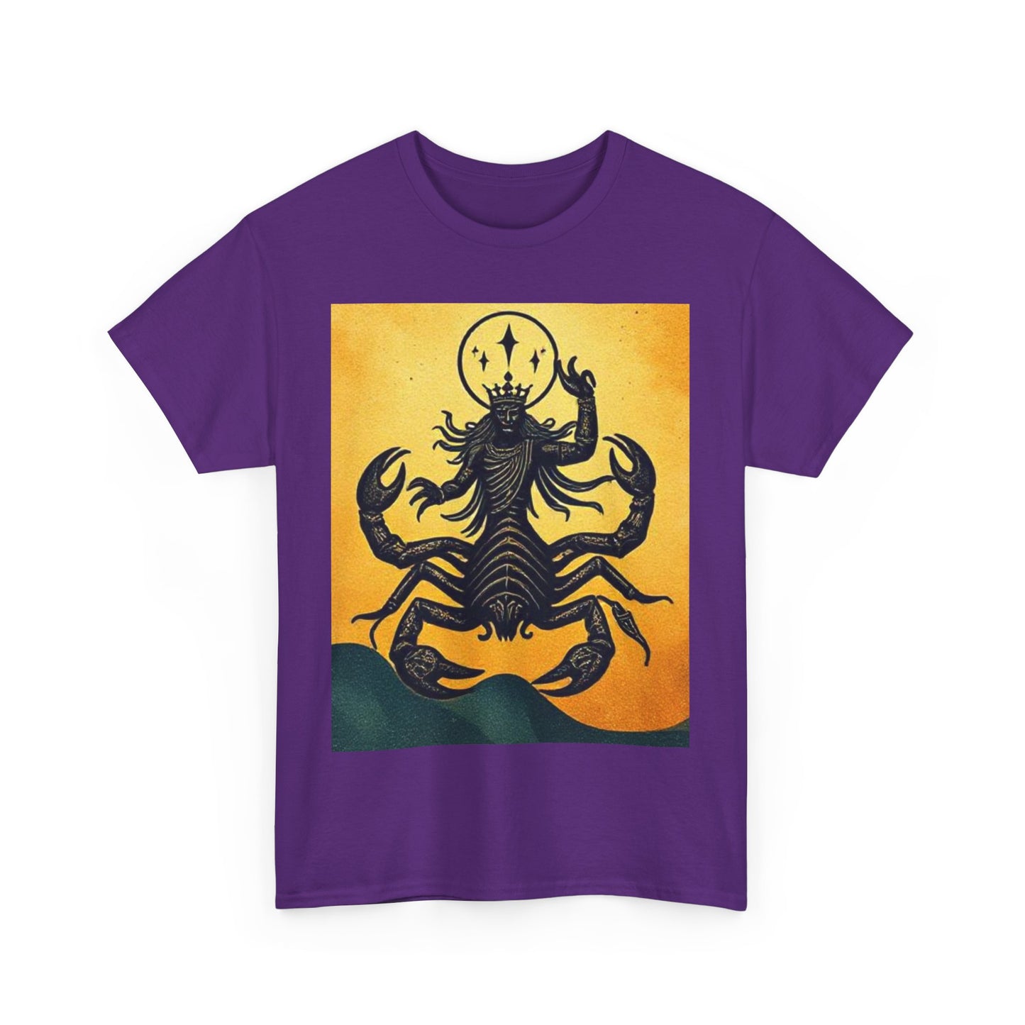 Unisex Heavy Cotton T-Shirt, Scorpion King, Print Art v1, Scorpio Zodiac Design