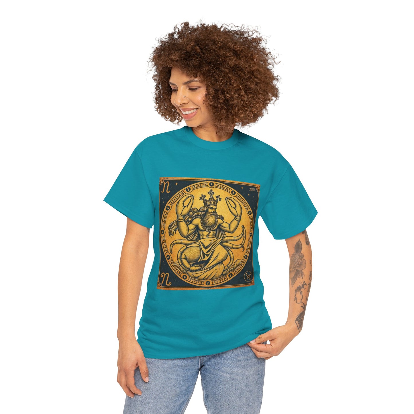 Unisex Heavy Cotton T-Shirt, Crab King, Cancer Zodiac Design