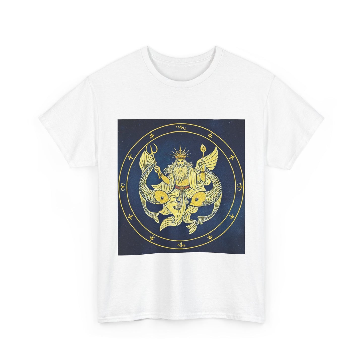 Unisex Heavy Cotton T-Shirt, King of Pisces, Zodiac Design