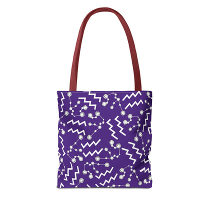 Tote Bag, Aquarius Zodiac Sign, AOP, (Purple, White)