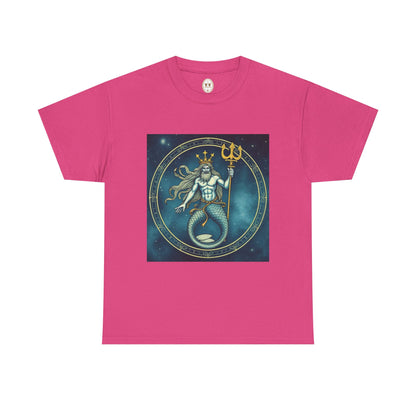 Unisex Heavy Cotton T-Shirt, Aquarius God 5v, Zodiac Design