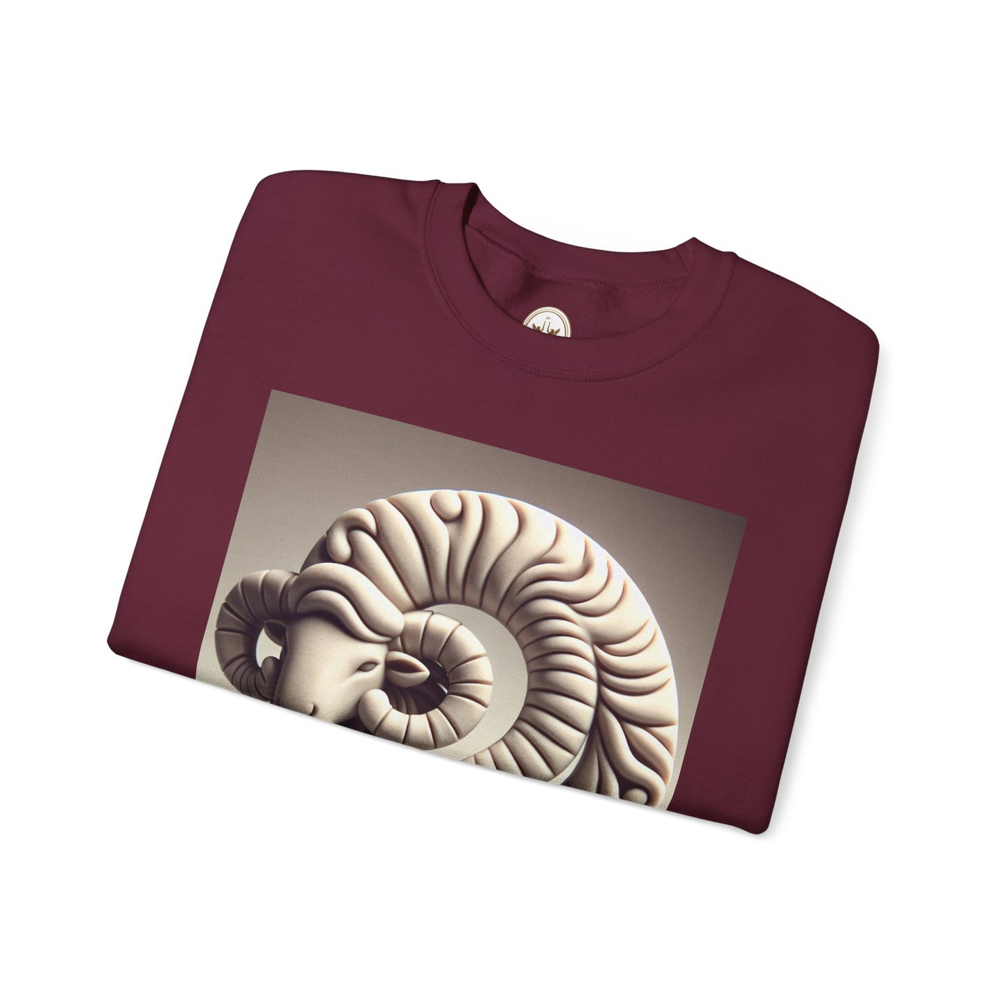 Unisex Heavy Blend™ Crewneck Sweatshirt, Round Statue, Aries Zodiac Design