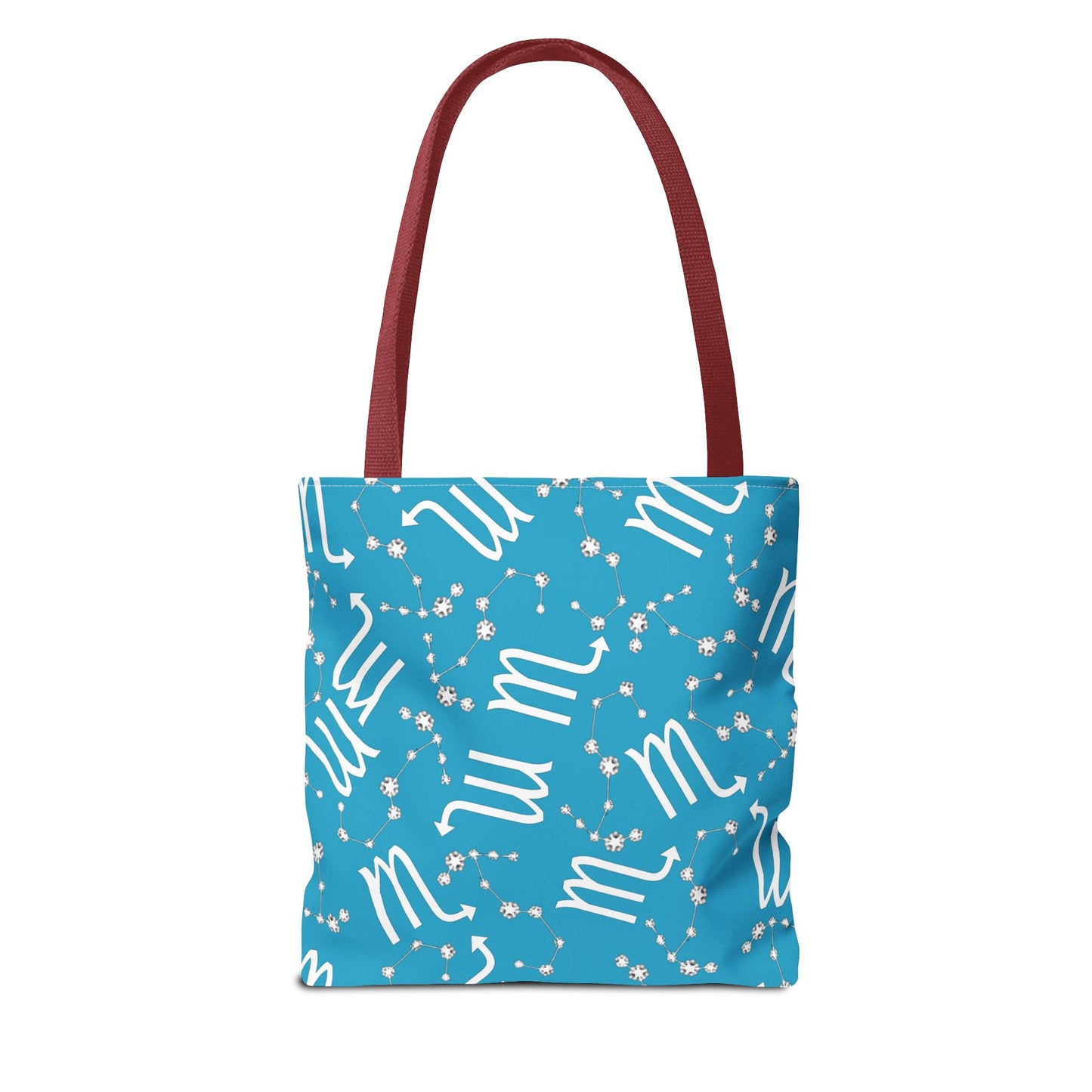 Tote Bag, Scorpio Zodiac Sign, AOP, (Turquoise, White)