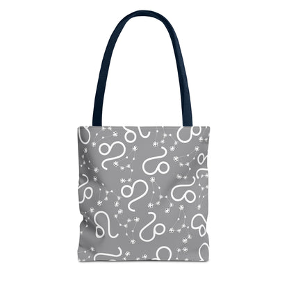 Tote Bag, Leo Zodiac Sign, AOP, (Grey, White)