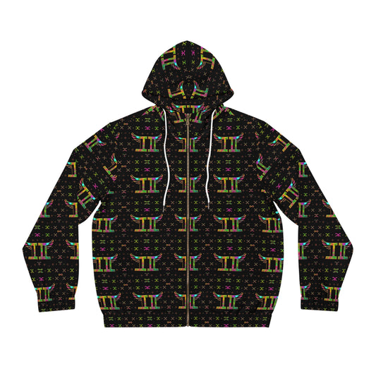 Full-Zip Hoodie (AOP), Gemini, Zodiac v1, Pattern