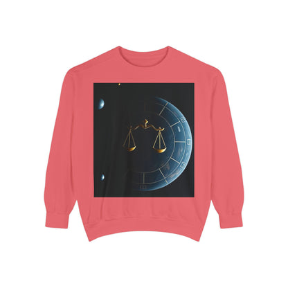 Garment-Dyed Sweatshirt, Unisex, Space Animal Design v1, Libra