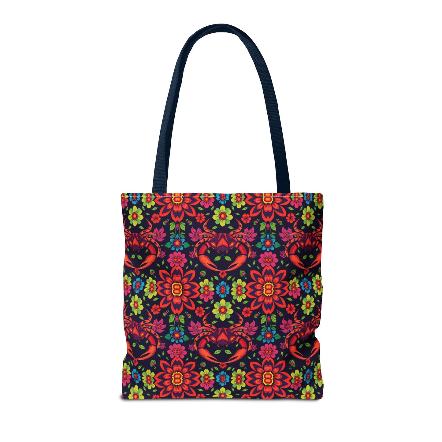 Tote Bag, (AOP), Cancer, Zodiac, Flower Pattern