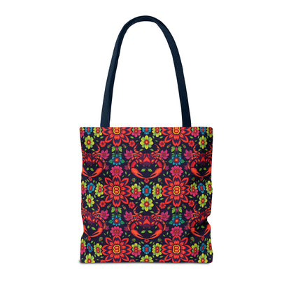 Tote Bag, (AOP), Cancer, Zodiac, Flower Pattern