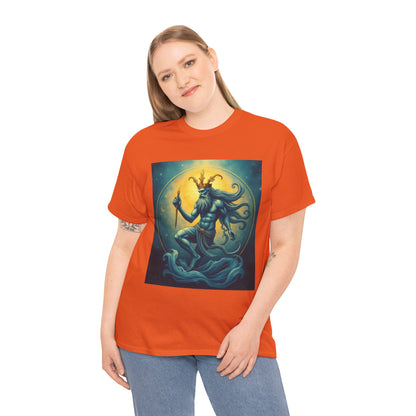 Unisex Heavy Cotton T-Shirt, Aquarius God, Zodiac Design