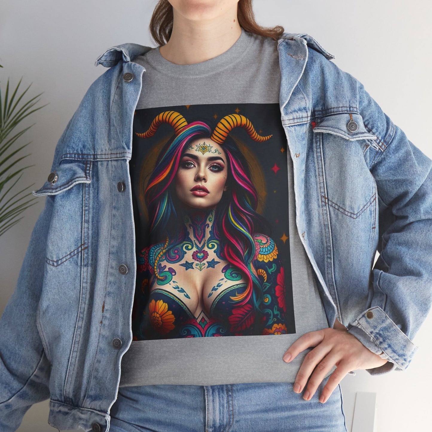 Unisex Heavy Cotton T-Shirt, Capricorn, Zodiac, Sexy Art