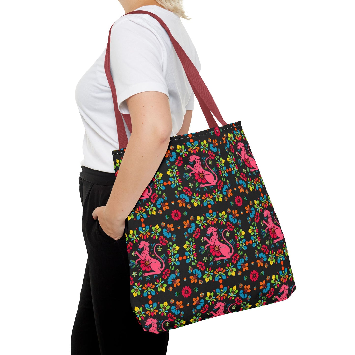 Tote Bag, (AOP), Virgo, Zodiac v6, Flower Pattern