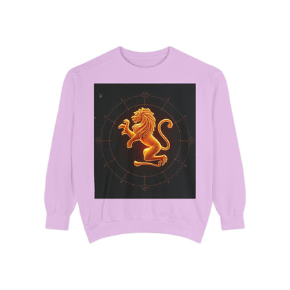 Garment-Dyed Sweatshirt, Unisex, Space Animal Design v1, Leo