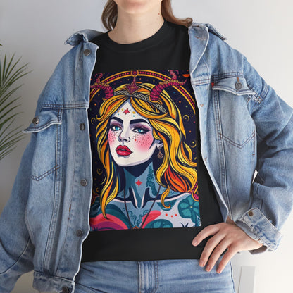 Unisex Heavy Cotton T-Shirt, Virgo, Zodiac v2, Sexy Art
