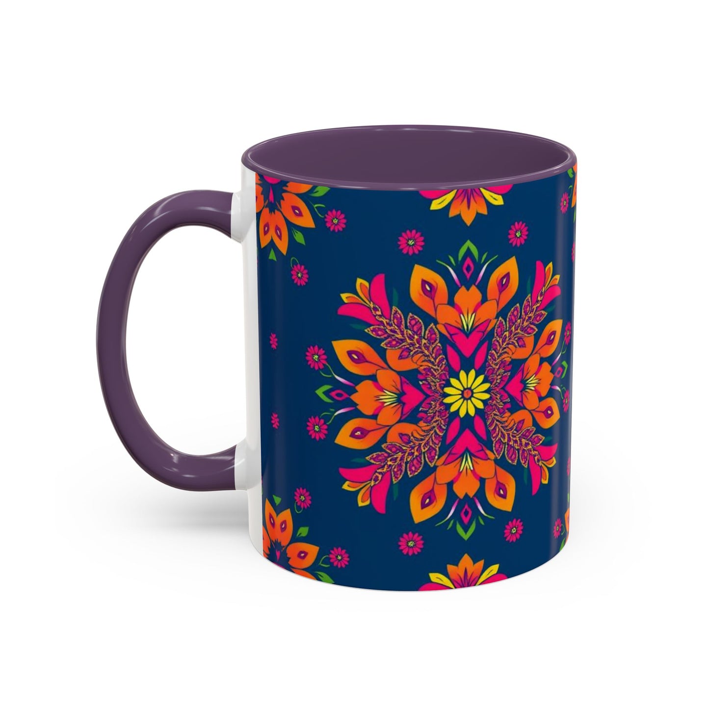 Accent Coffee Mug, Gemini, Zodiac v2, Flower Pattern, (11, 15oz)