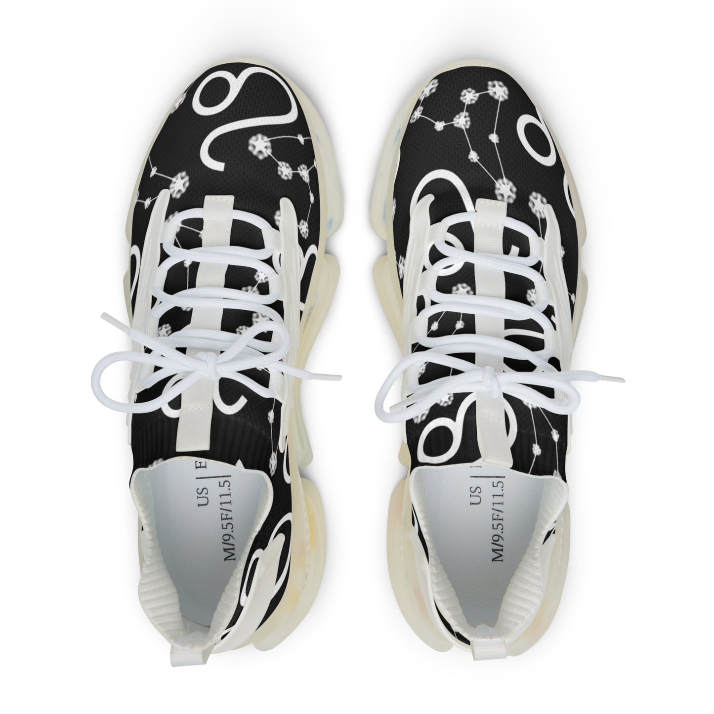 Men's Mesh Sneakers, Leo Zodiac Sign, AOP, Black