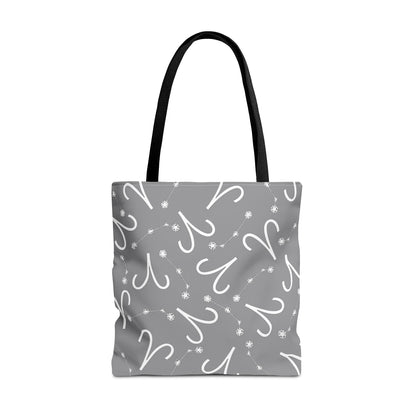 Tote Bag, Aries Zodiac Sign, AOP, (Grey, White)