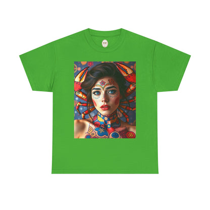 Unisex Heavy Cotton T-Shirt, Cancer, Zodiac v1, Sexy Art