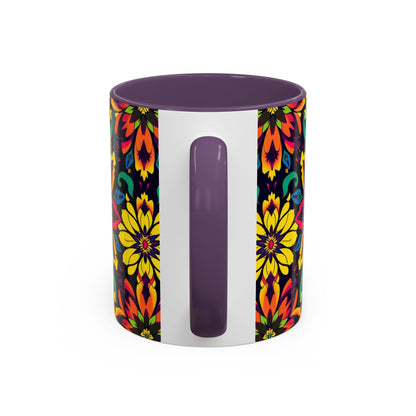 Accent Coffee Mug, Capricorn, Zodiac v4, Flower Pattern, (11, 15oz)