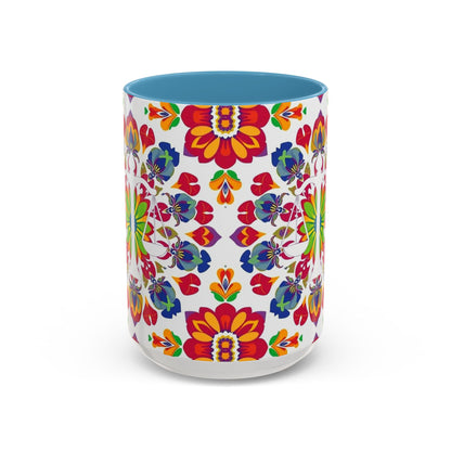 Accent Coffee Mug, Libra, Zodiac v1, Flower Pattern, (11, 15oz)