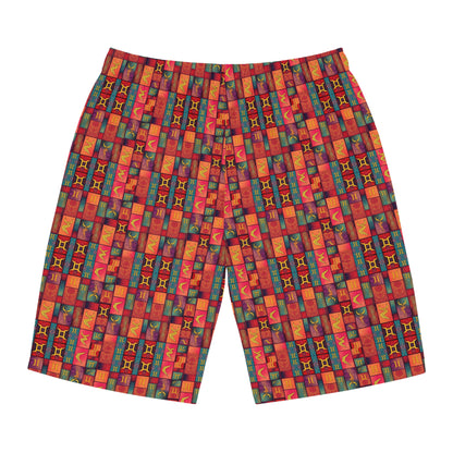 Men's Board Shorts, (AOP), Gemini, Zodiac, Shape Pattern