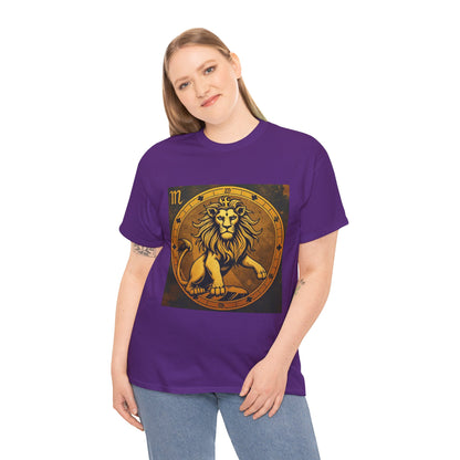 Unisex Heavy Cotton T-Shirt, Gold Lion v1, Leo Zodiac Design