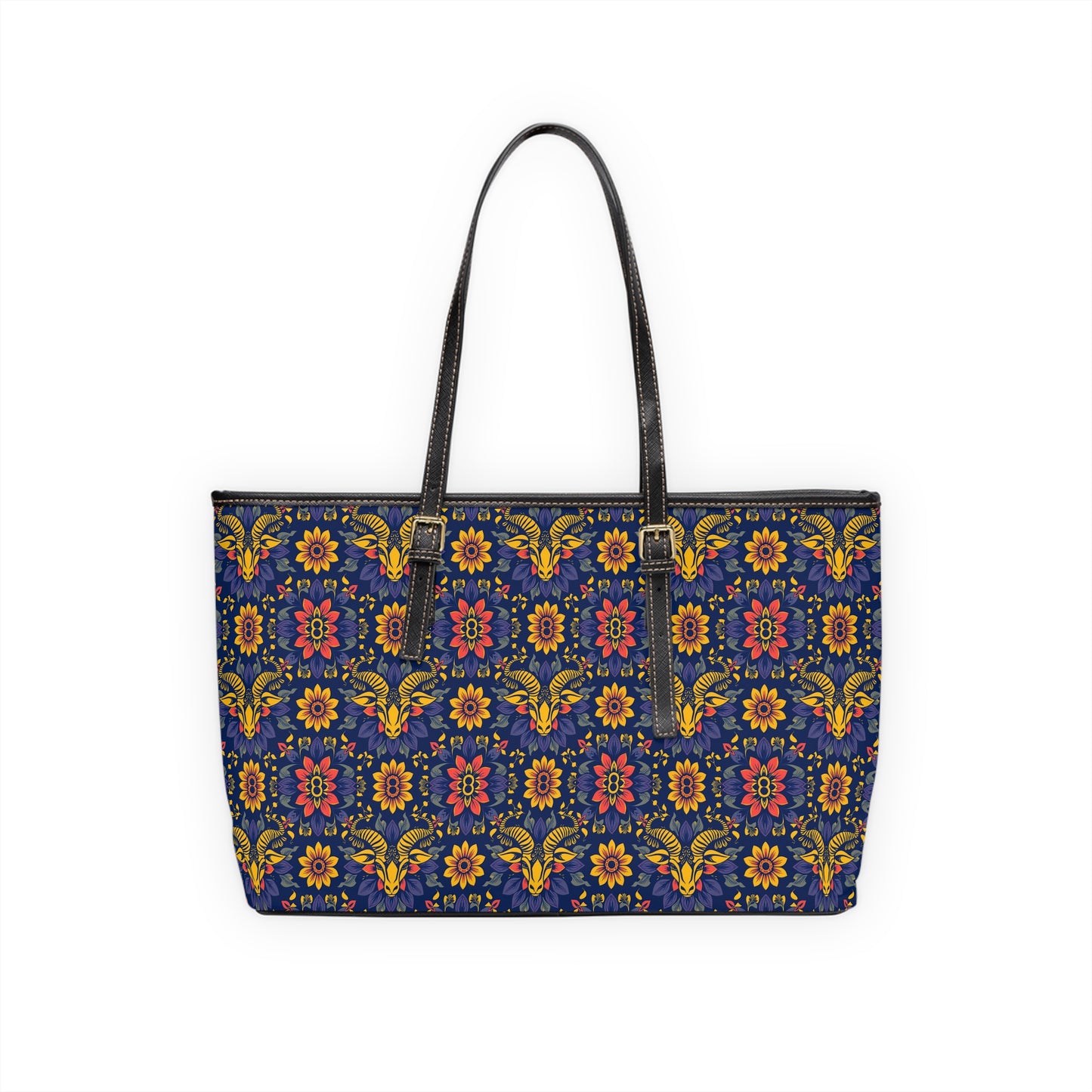 Leather Shoulder Bag, Taurus, Zodiac, Flower Pattern
