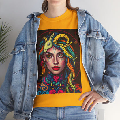 Unisex Heavy Cotton T-Shirt, Capricorn, Zodiac v2, Sexy Art
