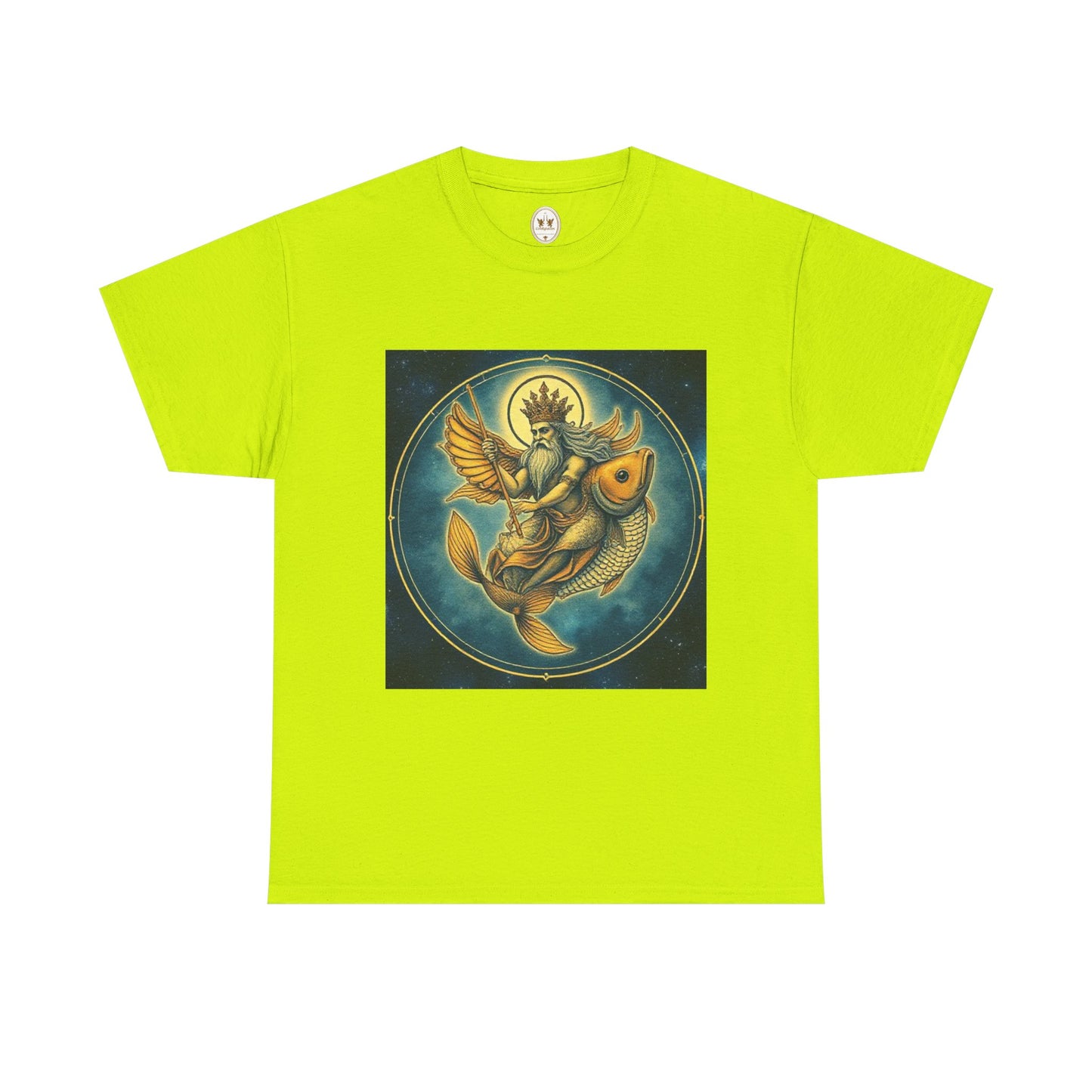 Unisex Heavy Cotton T-Shirt, Pisces King. Zodiac Design