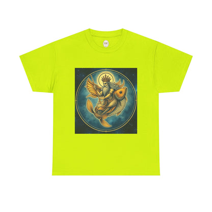 Unisex Heavy Cotton T-Shirt, Pisces King. Zodiac Design