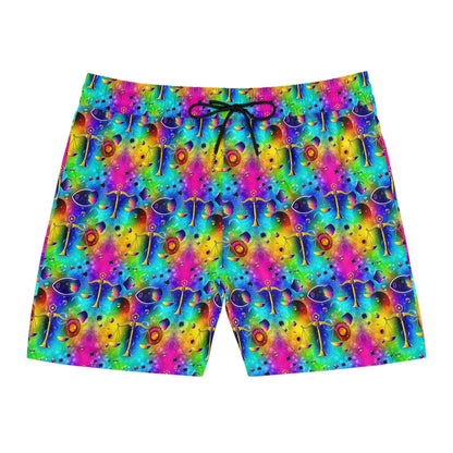Men's Mid-Length Swim Shorts, (AOP), Libra, Zodiac v4, Bubble Pattern