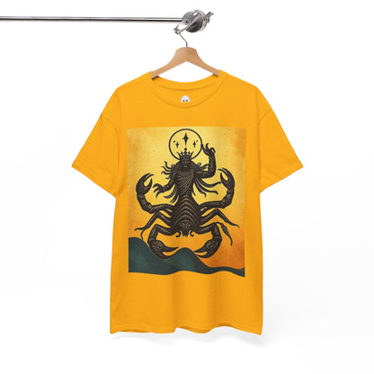 Unisex Heavy Cotton T-Shirt, Scorpion King, Print Art v1, Scorpio Zodiac Design