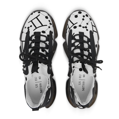 Women's Mesh Sneakers, Constellation & Symbol, Gemini Zodiac Sign, AOP