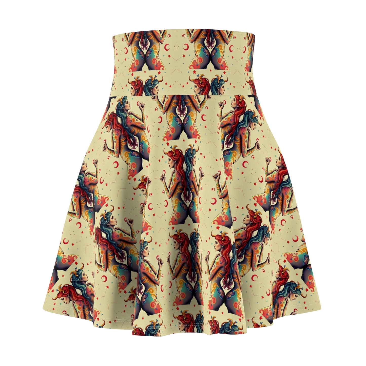 Women's Skater Skirt, (AOP), Gemini, Zodiac, Sexy Pattern