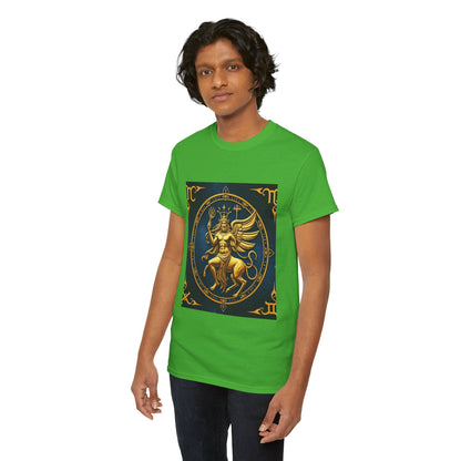 Unisex Heavy Cotton T-Shirt, Gold Angel, Symbol, Virgo Zodiac Design
