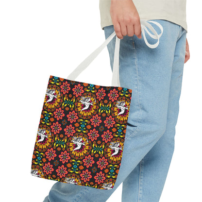 Tote Bag (AOP), Sagittarius, Zodiac v1, Flower Pattern