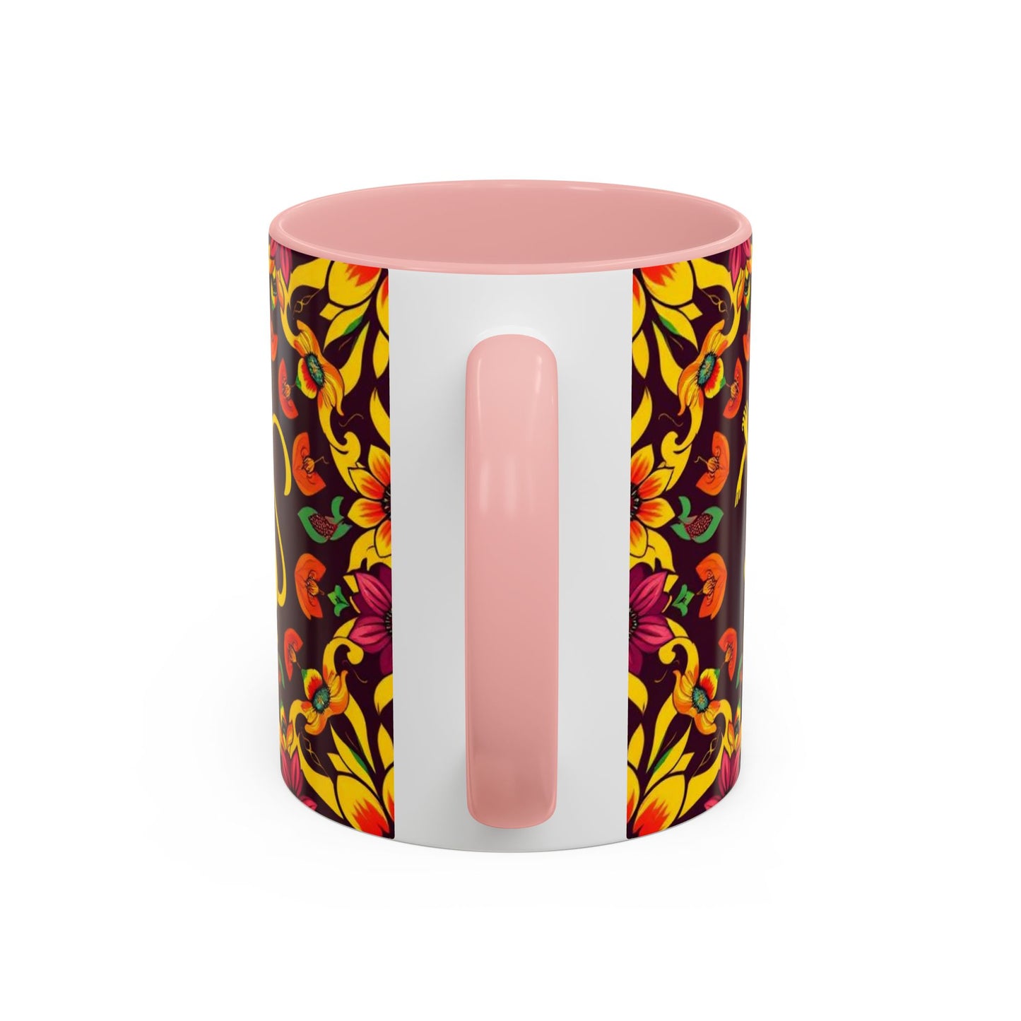 Accent Coffee Mug, Virgo, Zodiac v1. Flower Pattern, (11, 15oz)